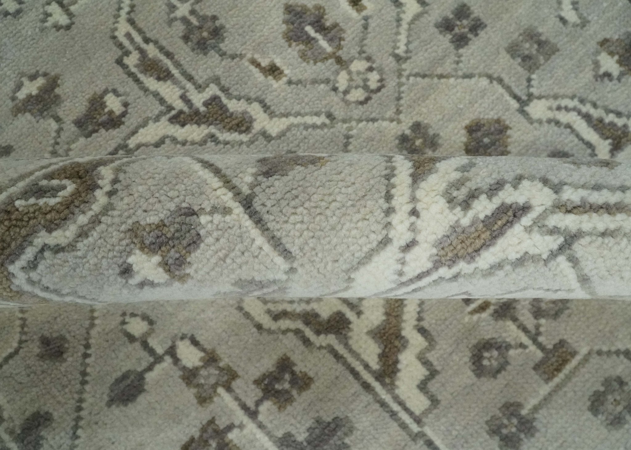 Antique Style Custom Made Traditional Silver and Brown Oriental Oushak Wool Area Rug - Arte House