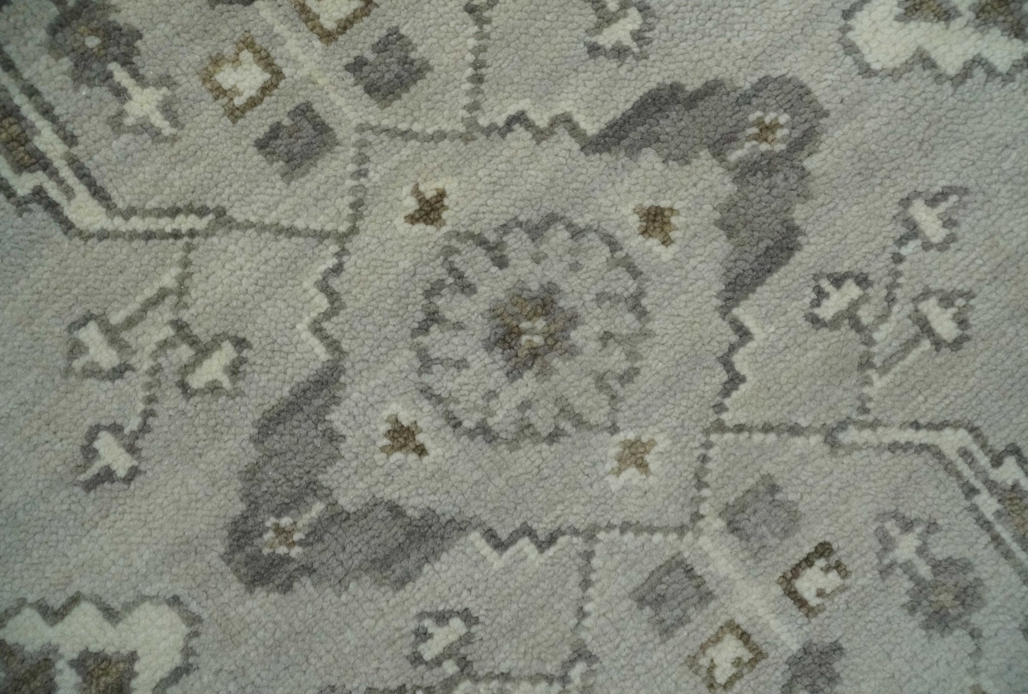 Antique Style Custom Made Traditional Silver and Brown Oriental Oushak Wool Area Rug - Arte House