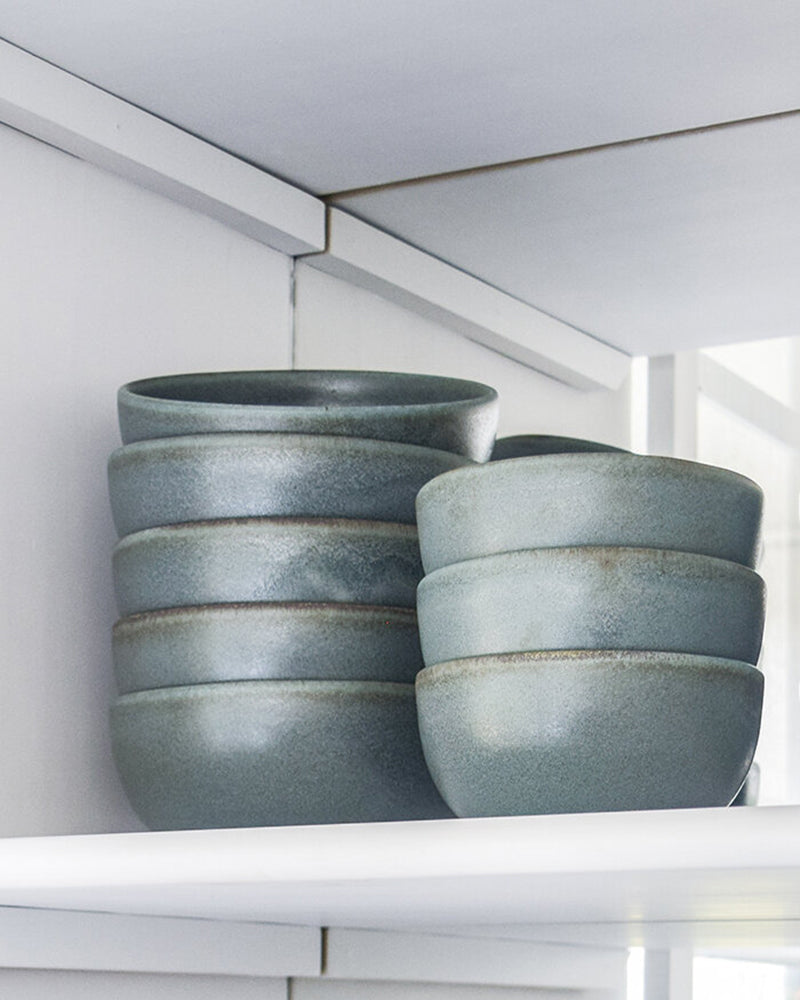 Aqua Ceramic Handmade Small Soup Bowls - Set of 4