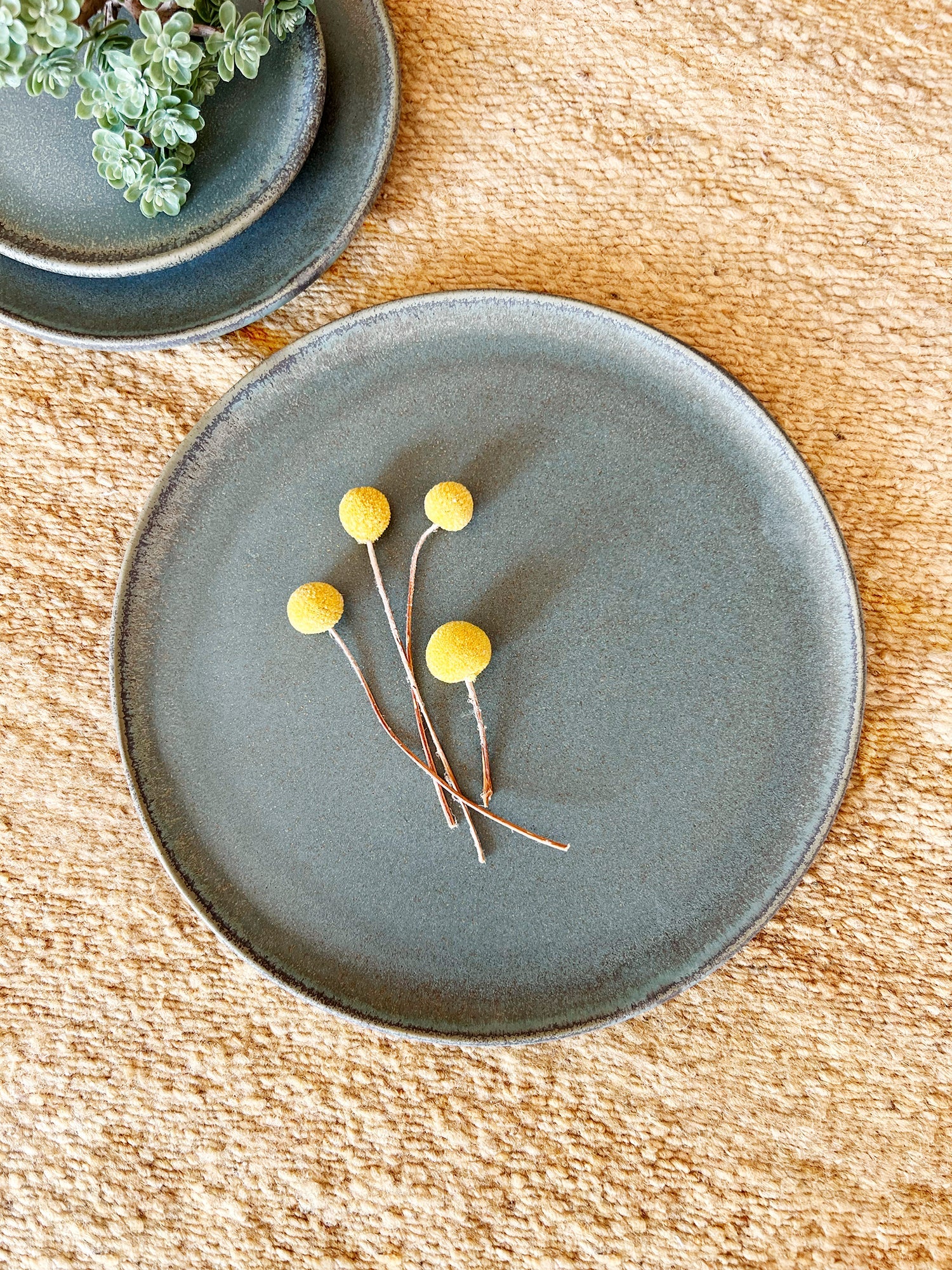Aqua Ceramic Handmade Dinner Plates - Set of 4 - Arte House