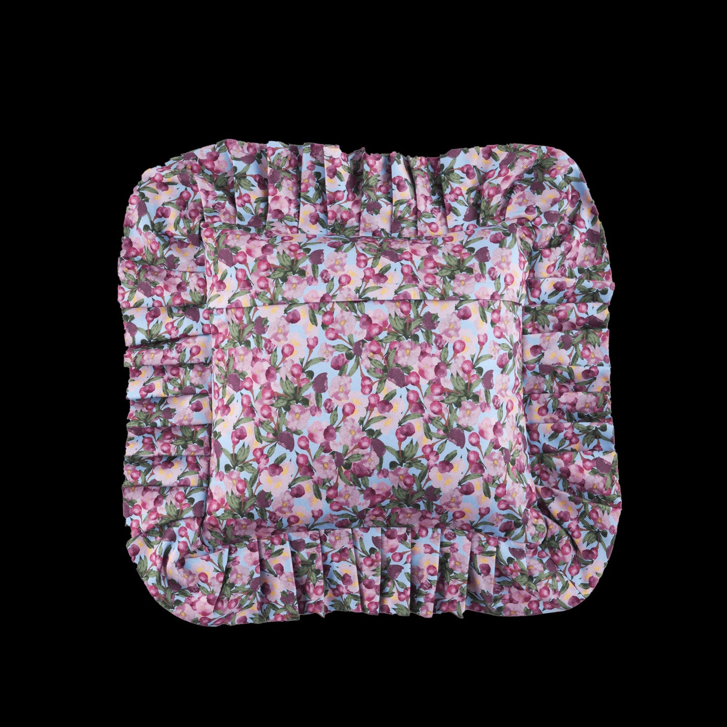 Ruffled Pillow Cover Romance is Dead Blue