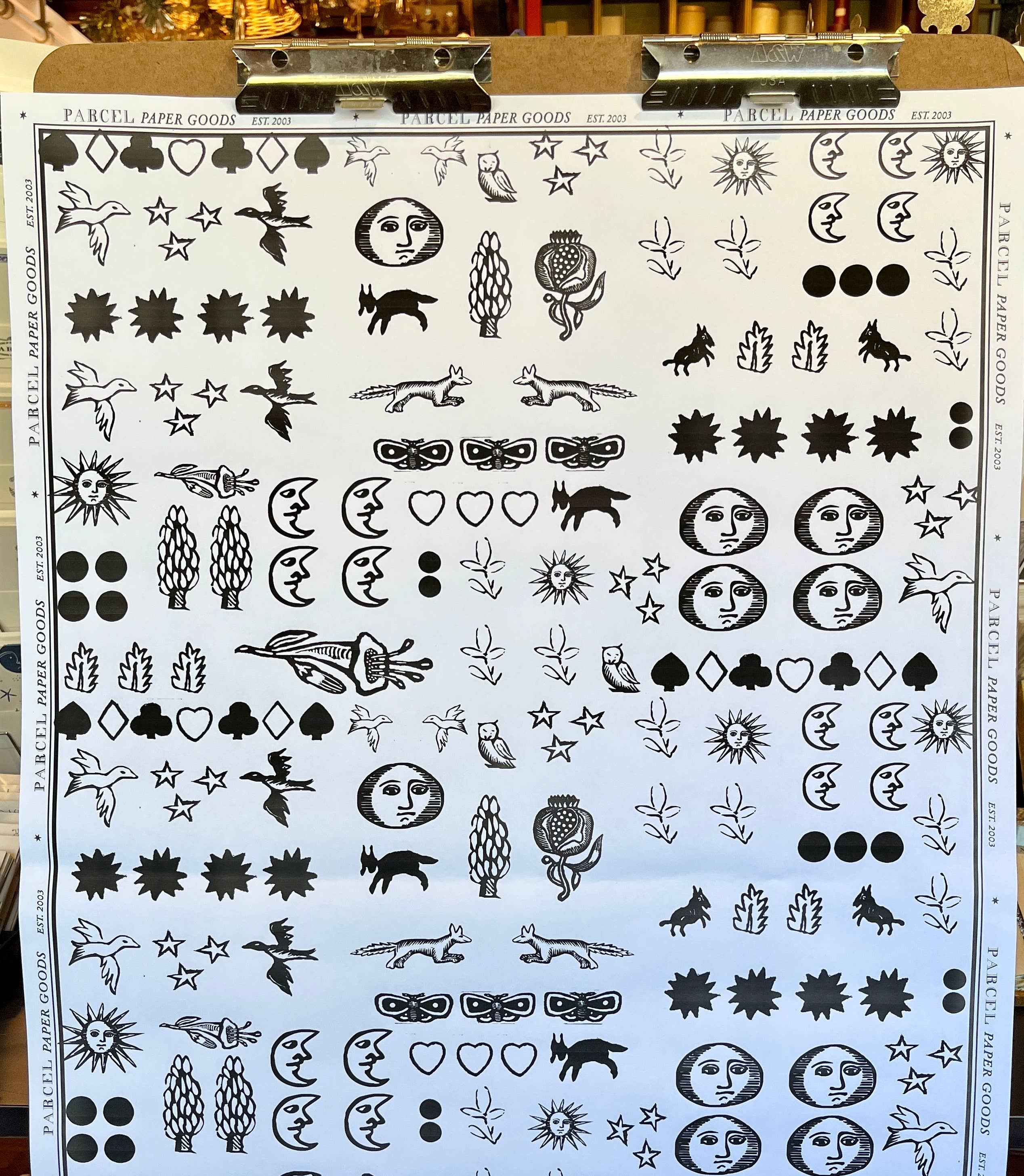 Parcel Artisan Wrapping Paper, Block Print