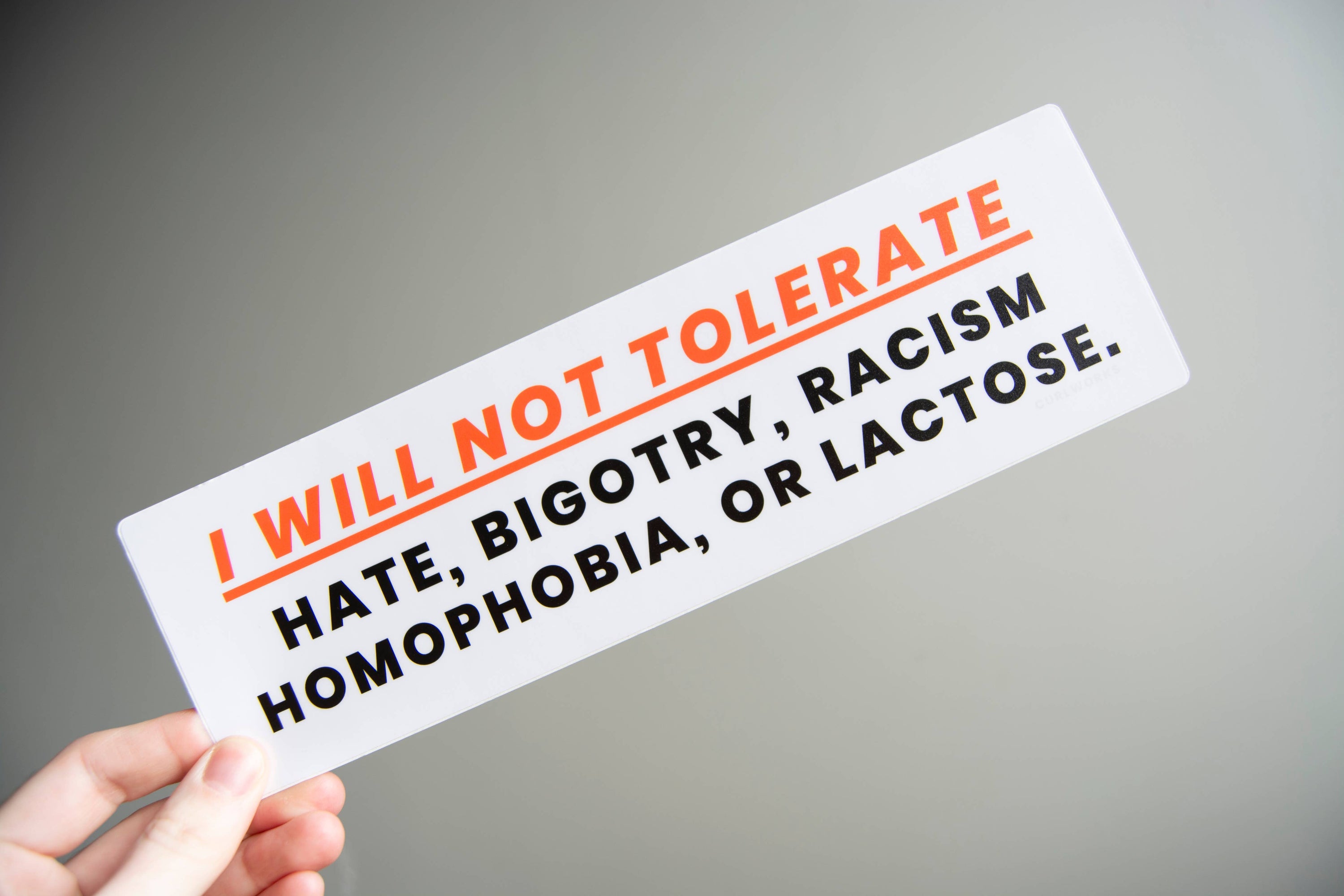 I will not tolerate - 10" Bumper Sticker