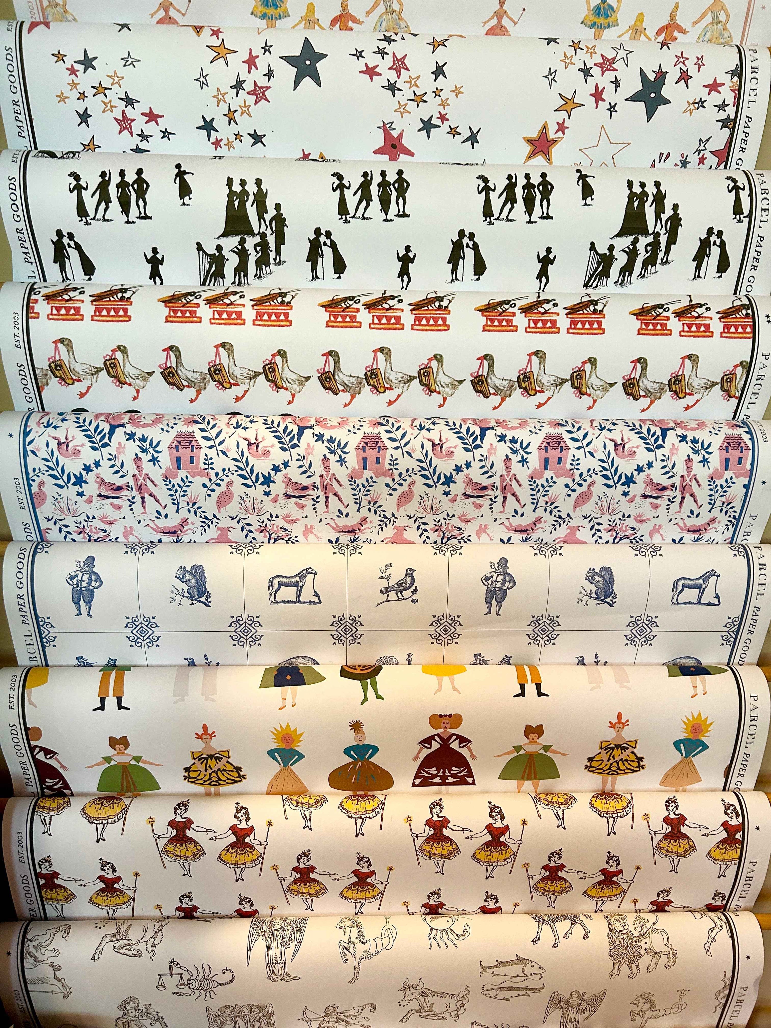Parcel Artisan Wrapping Paper, Block Print