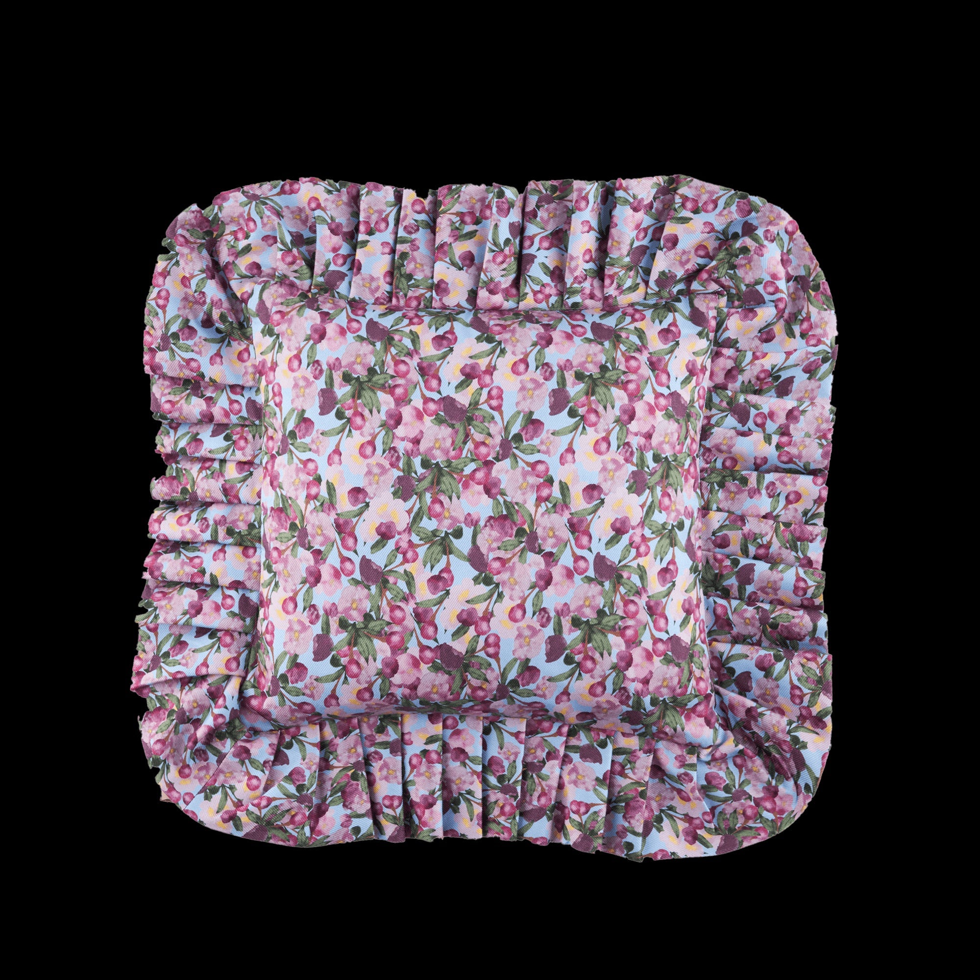 Ruffled Pillow Cover Romance is Dead Blue