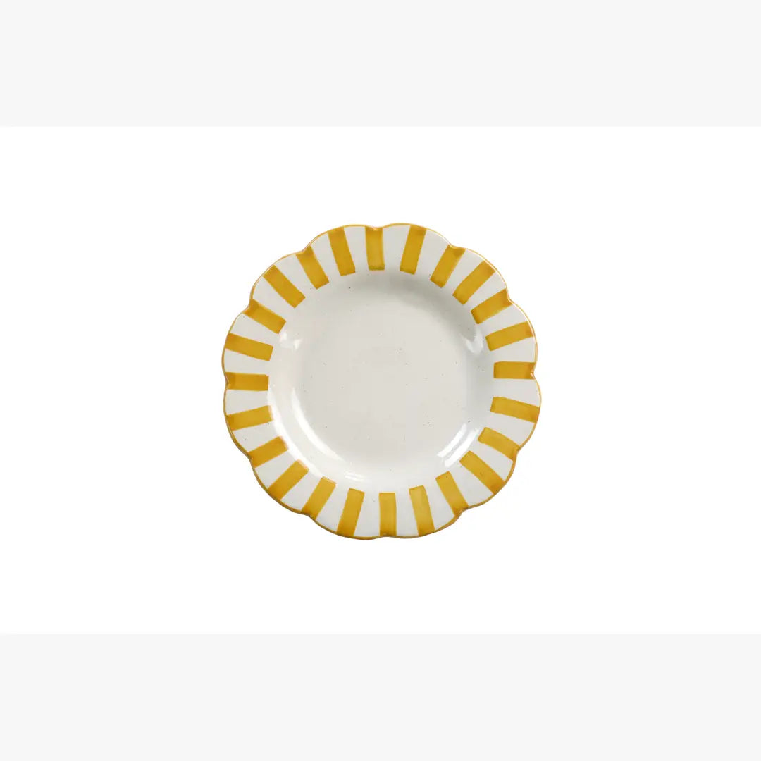 Ceramic stripe Salad Plate, Yellow- 8.25x 8.25 x 1.25 Inches - Arte House