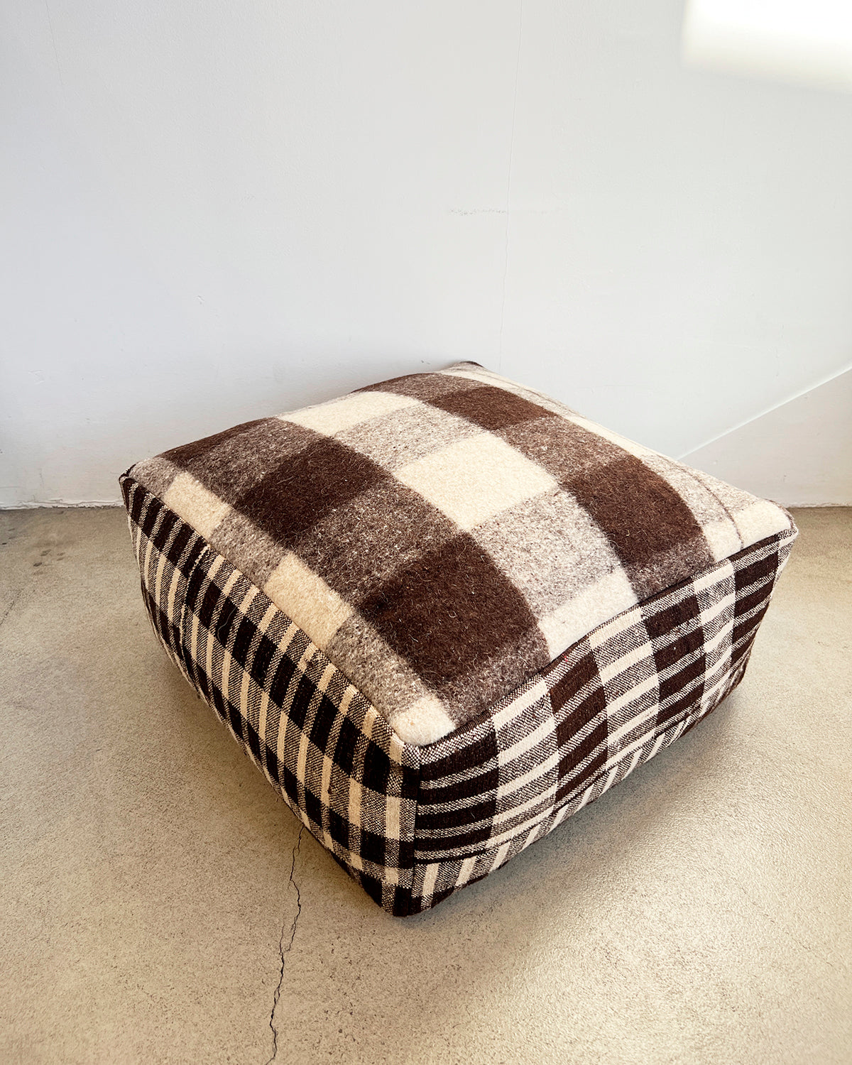 Isabel Checkered Square Pouf Ottoman - Arte House
