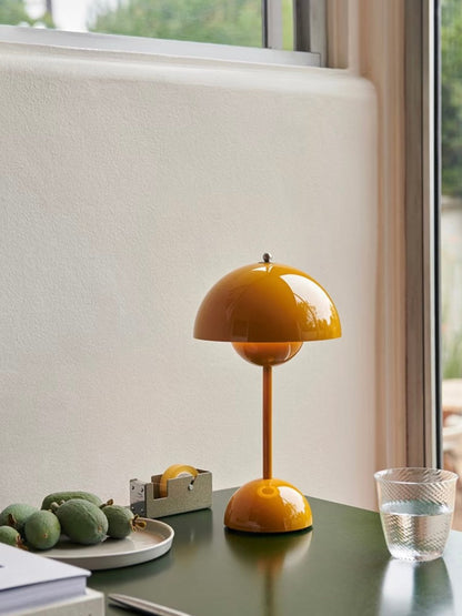 Contemporary Cordless Portable Cute Mushroom Table Lamp, Flowerpot