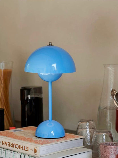 Contemporary Cordless Portable Cute Mushroom Table Lamp, Flowerpot