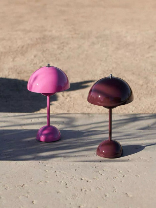 Contemporary Cordless Portable Cute Mushroom Table Lamp, Flowerpot