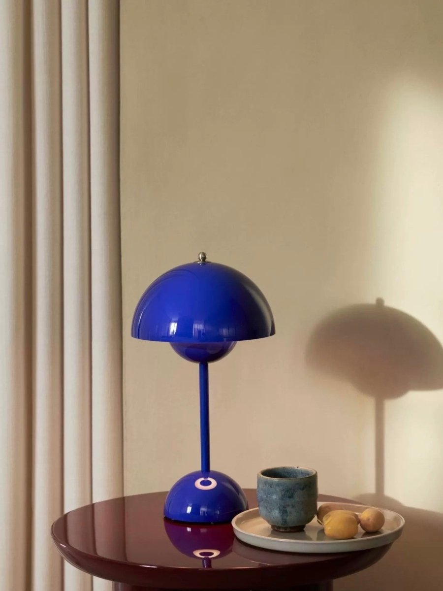 Contemporary Cordless Portable Cute Mushroom Table Lamp, Flowerpot