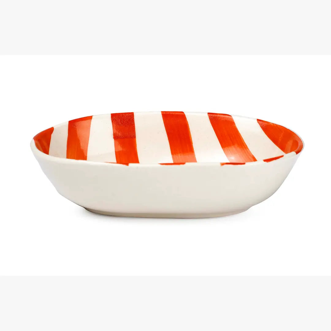 Ceramic stripe Bowl, Orange  7x5x2 Inches (Set of 4) - Arte House