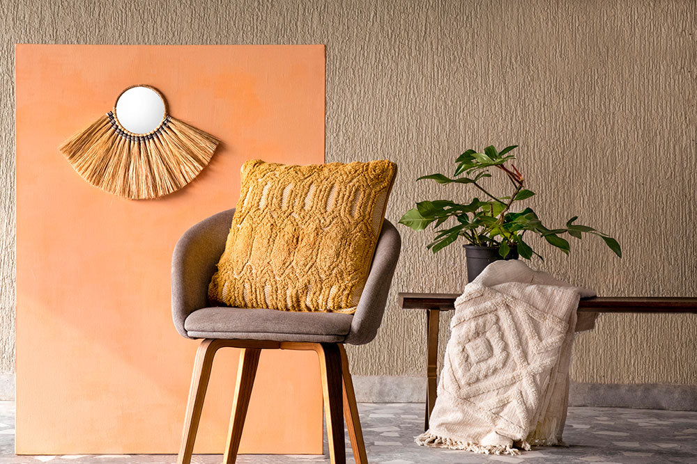 Soleil Fringe Boho Wall Mirror Decor - 13 inch