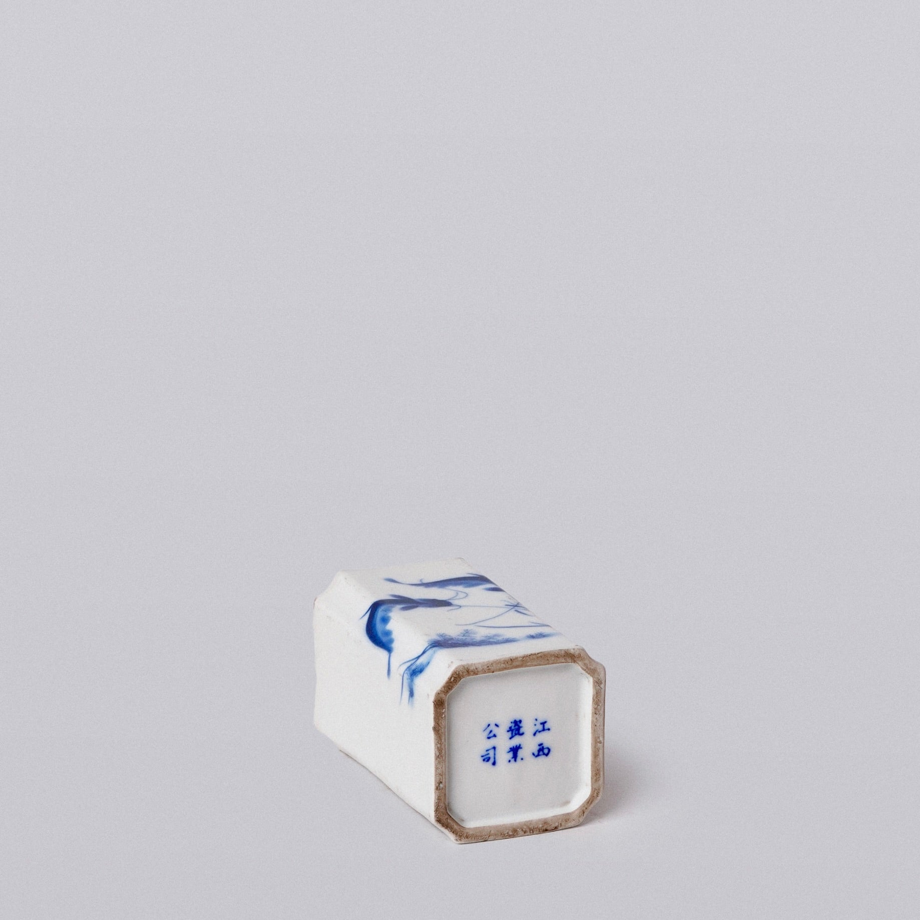 1920s Blue and White Porcelain Fish Square Vase