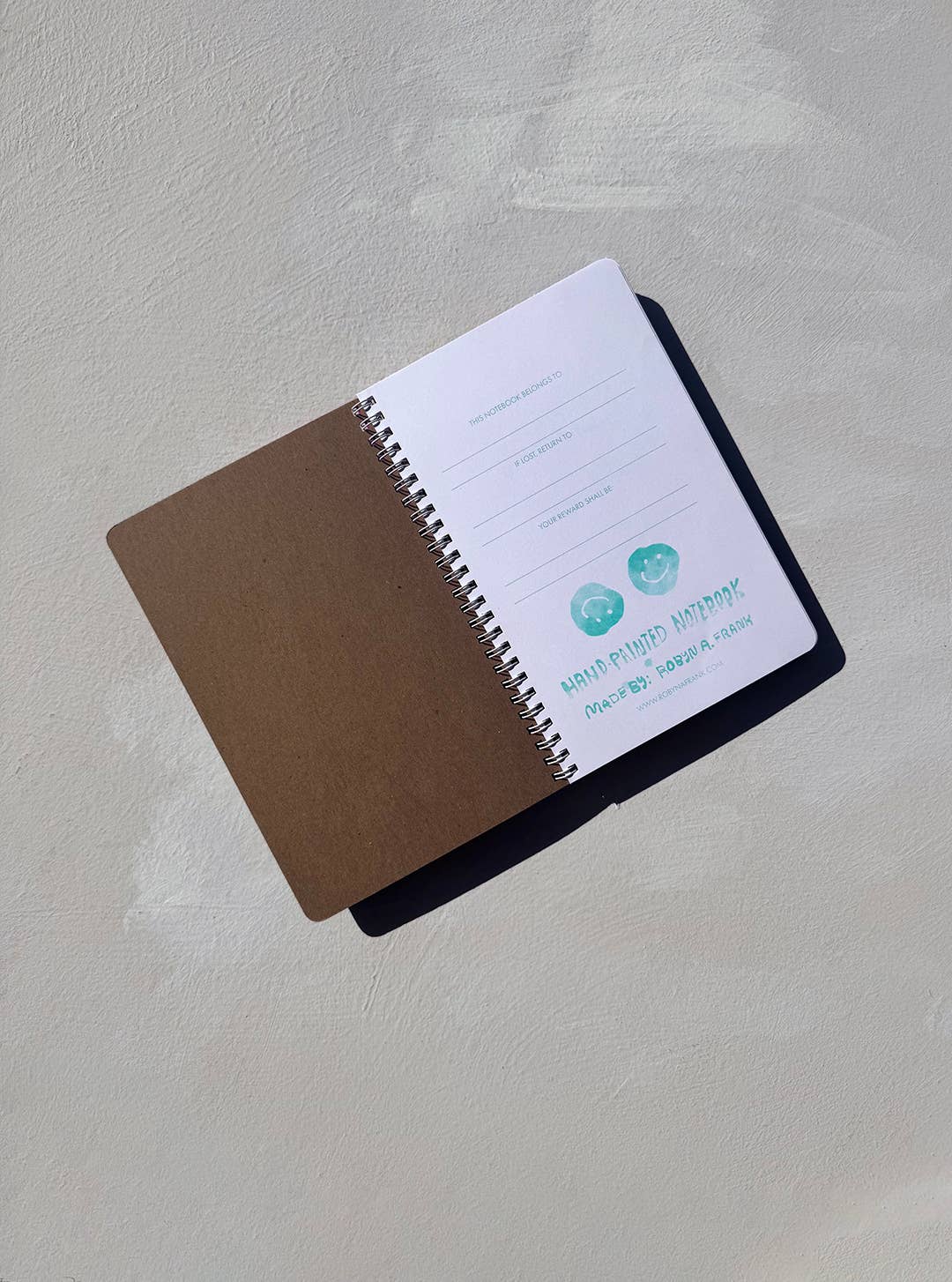 Hand painted notebook in Ground Control, riso interior