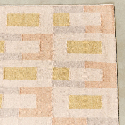 Aari Handwoven Geometric Modern Flat-weave Rug in Calming Hues
