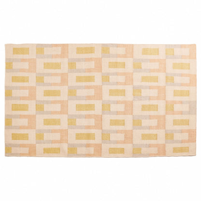 Aari Handwoven Geometric Modern Flat-weave Rug in Calming Hues