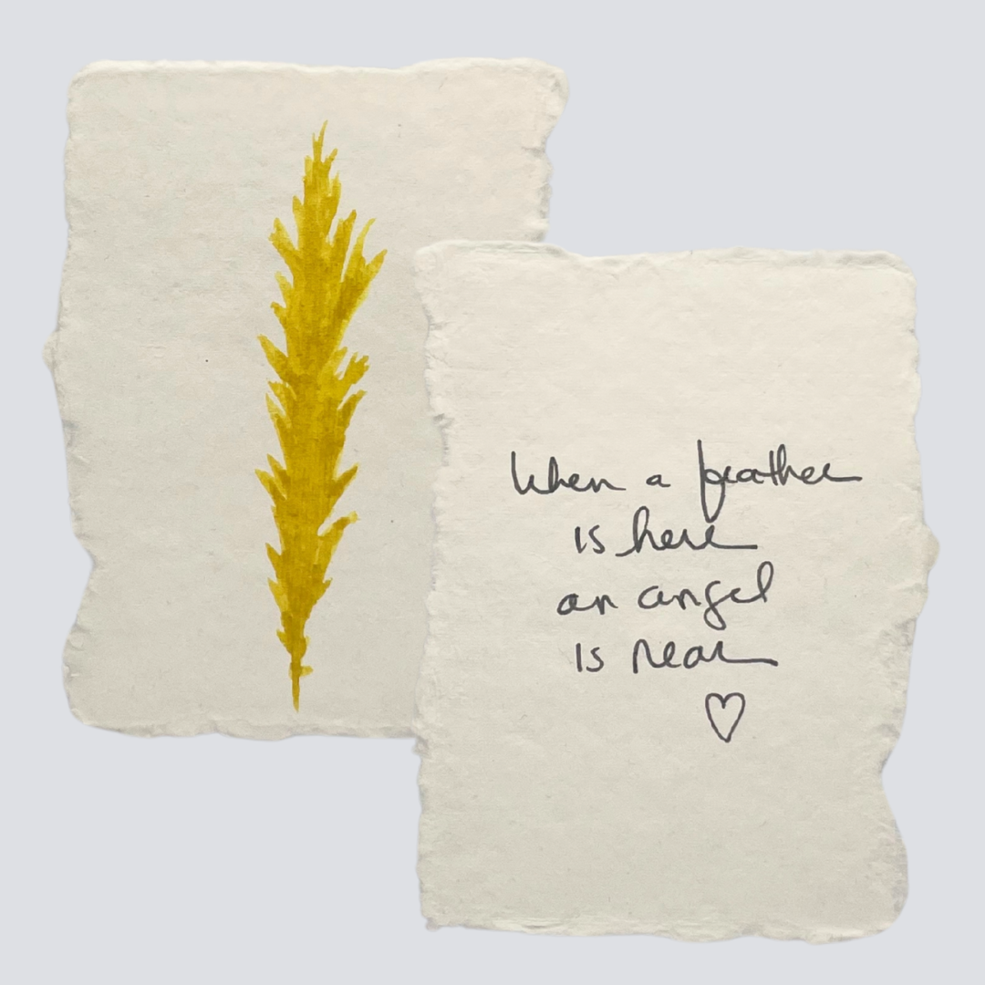 Medium Mustard Gold Angel Feather - Arte House