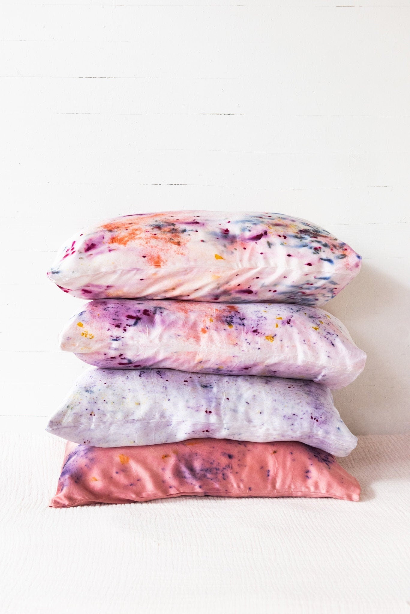 Abstract Botanically Dyed Silk Pillowcase