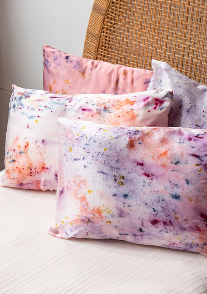 Abstract Botanically Dyed Silk Pillowcase
