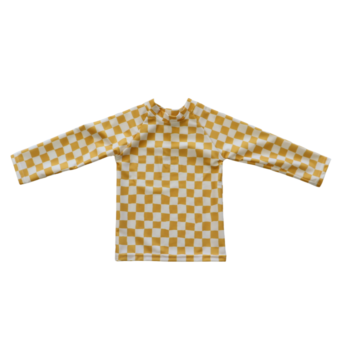 Kids Yellow Check Rash Guard - Arte House