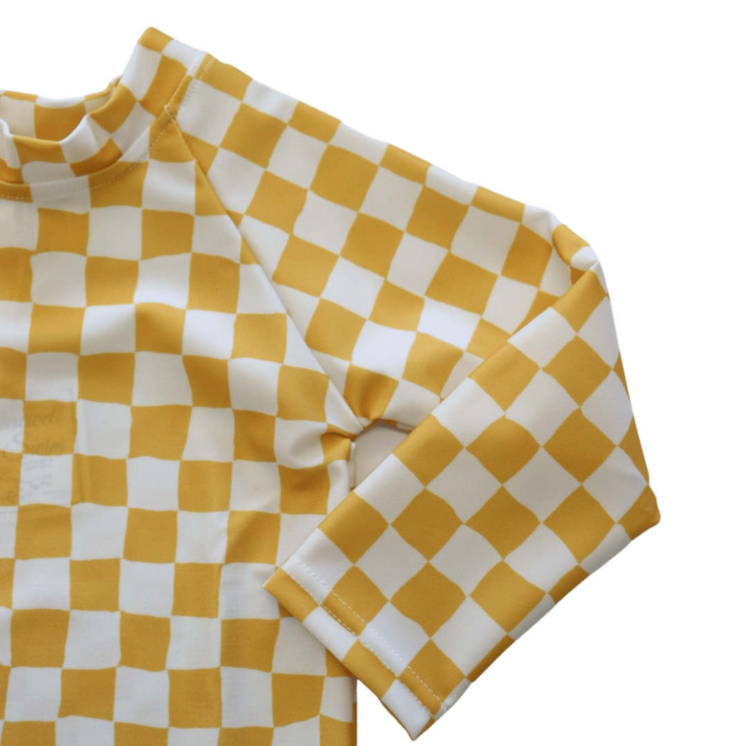 Kids Yellow Check Rash Guard - Arte House
