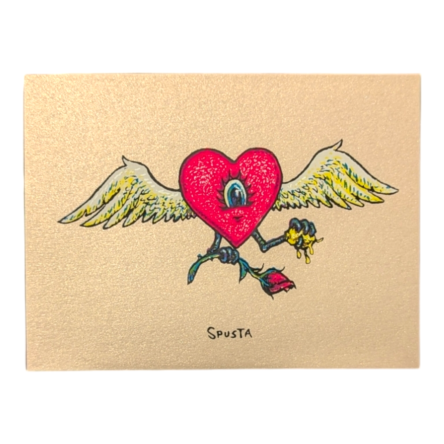 Marq Spusta Flying Heart with Rose (Nude Shimmer) Micro Print - Arte House