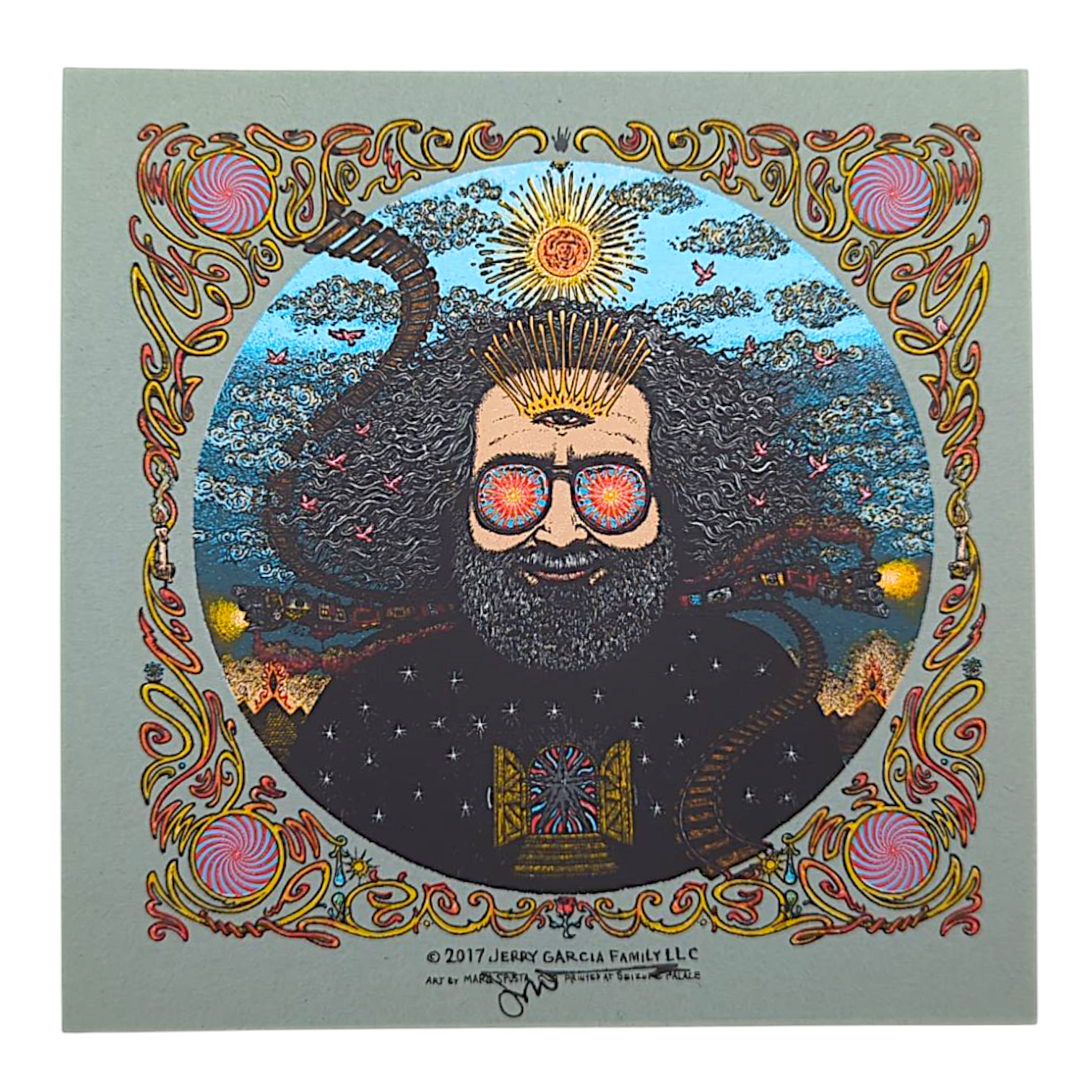 Marq Spusta "Jerry Garcia Bicycle Day 2017" Mini Print
