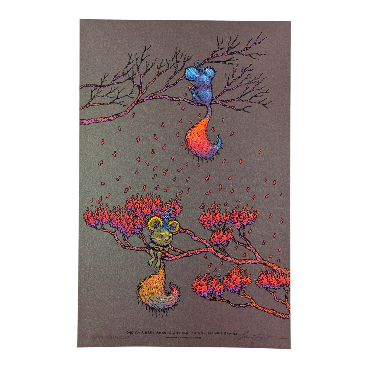 Marq Spusta "One on a Bare Branch and One on a Blossoming Branch (Grape Goo)" Print