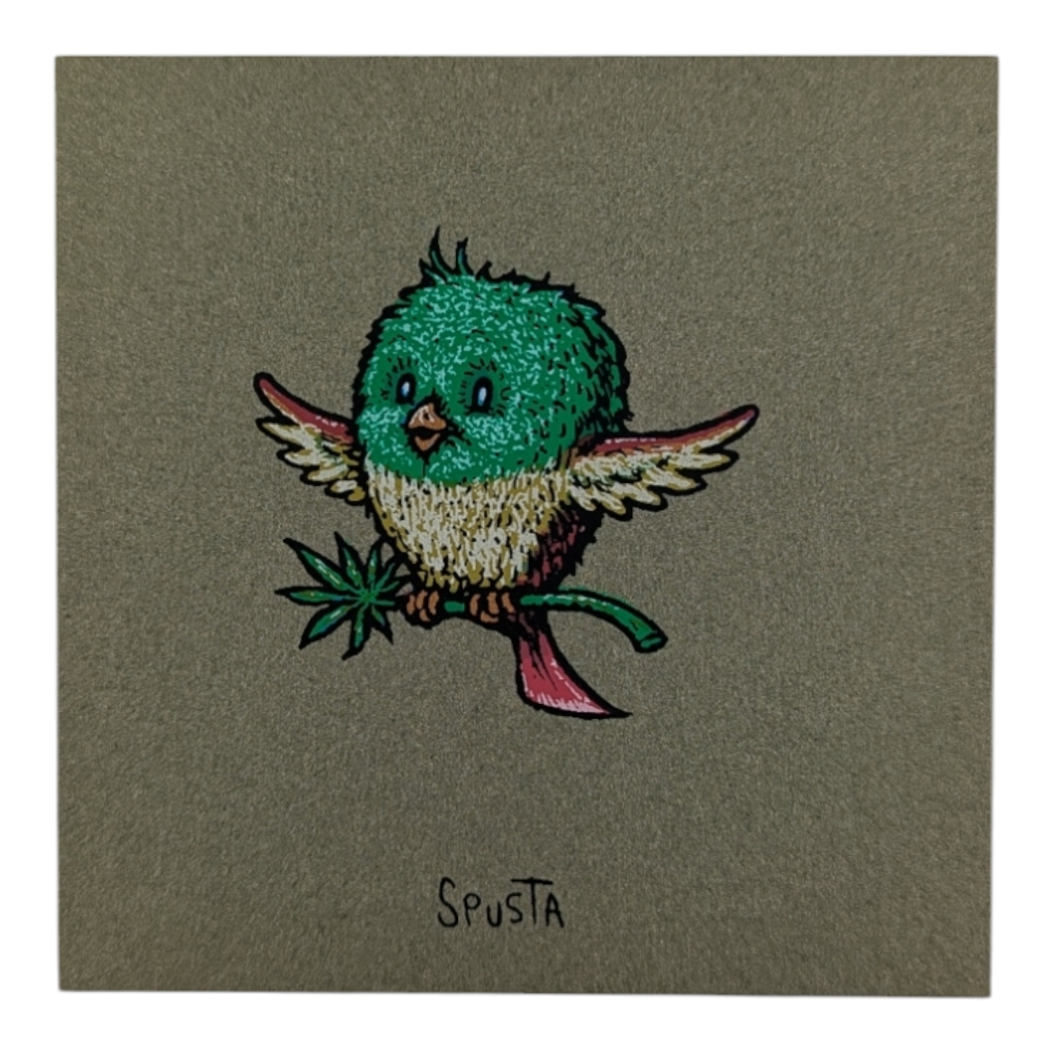 Marq Spusta Pot Bird (Olive Shimmer) Micro Print