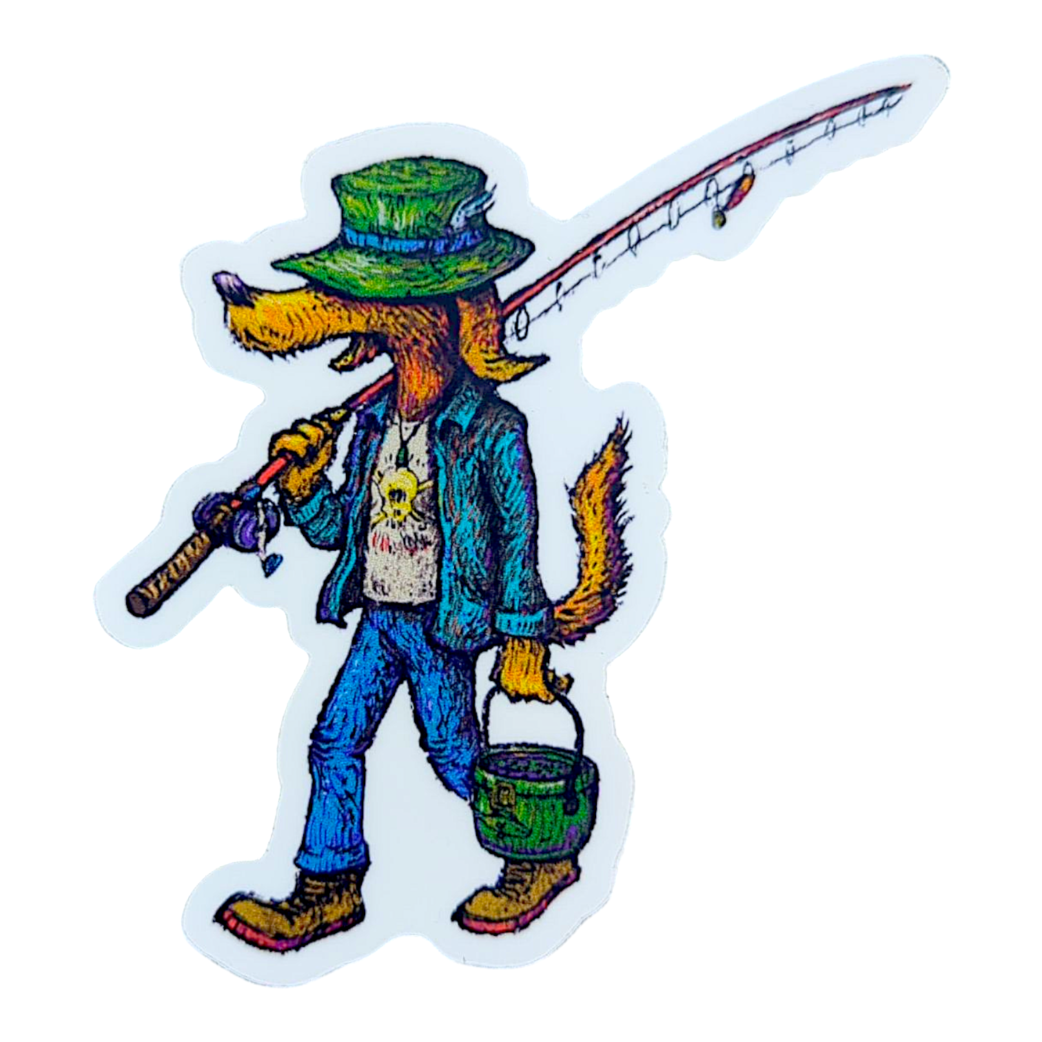 Marq Spusta Dog Fishing (We Walk Each Other Home) Sticker - Arte House