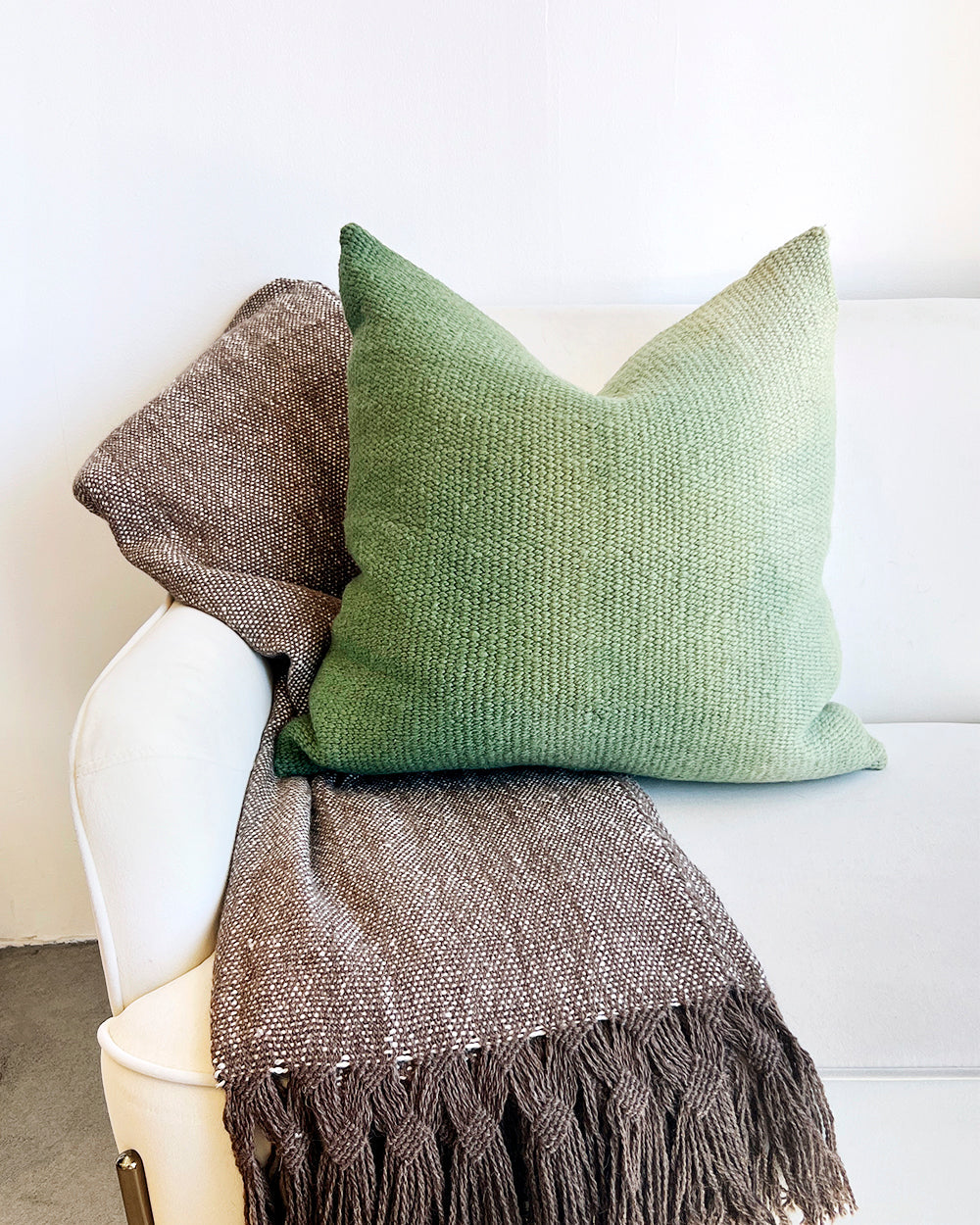 Silk and Llama Wool Double Fringed Throw Blanket - Arte House