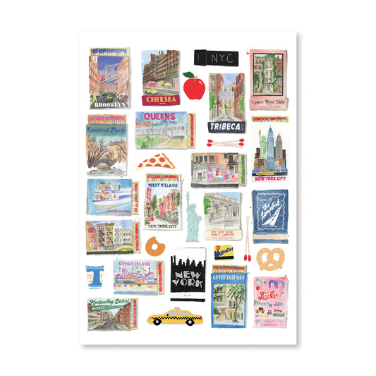 NYC Boroughs Matchbook Print