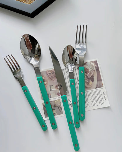 10 Pcs Modern French Rivet Cutlery Set - Bistrot Style Flatware Silverware