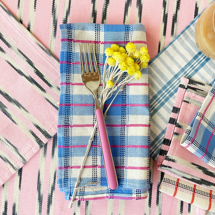 San Andres Gingham Blue & White Napkins - Arte House