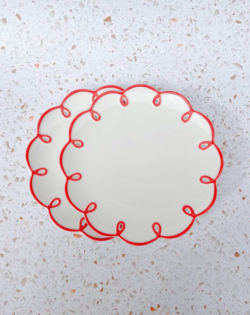 Set of 2 Cloud Ceramic Dinner Plates - Cute Whimsical Eclectic Dinnerware Set - Arte House