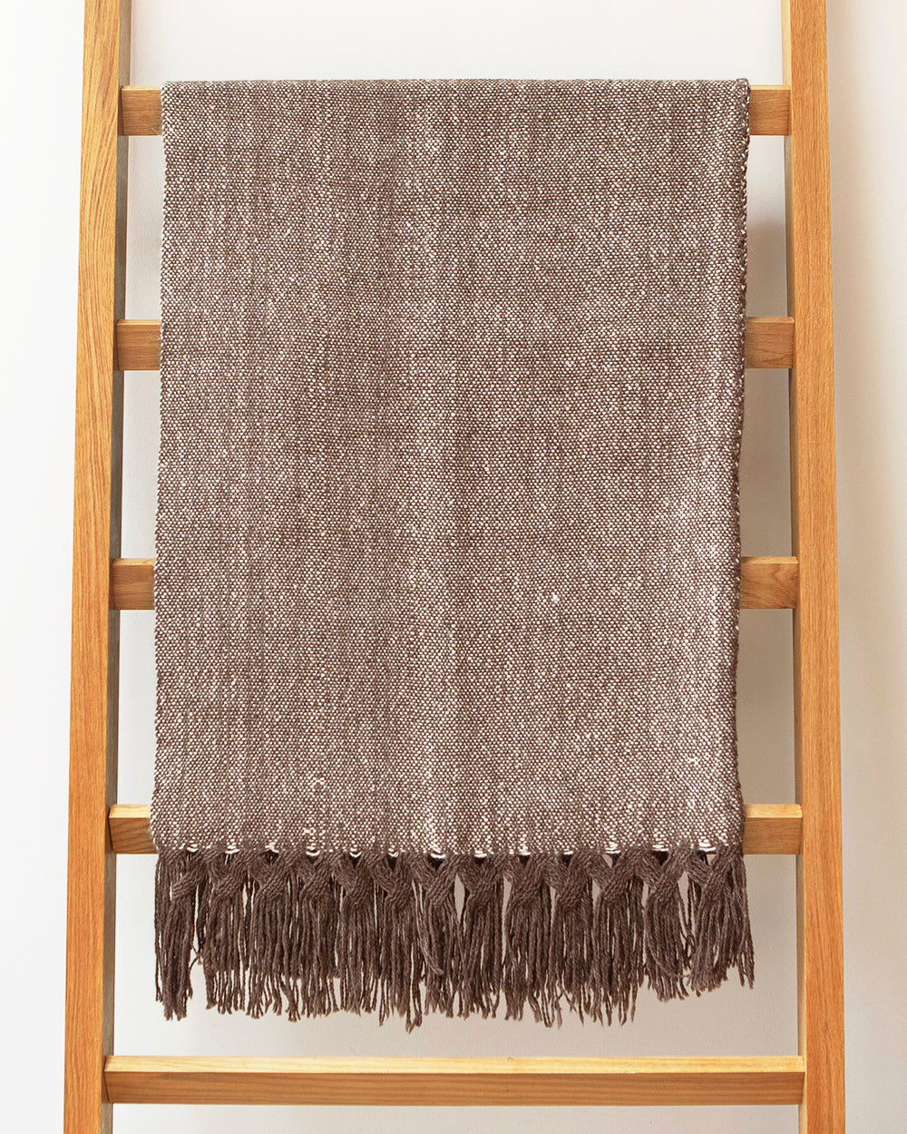 Silk and Llama Wool Double Fringed Throw Blanket - Arte House