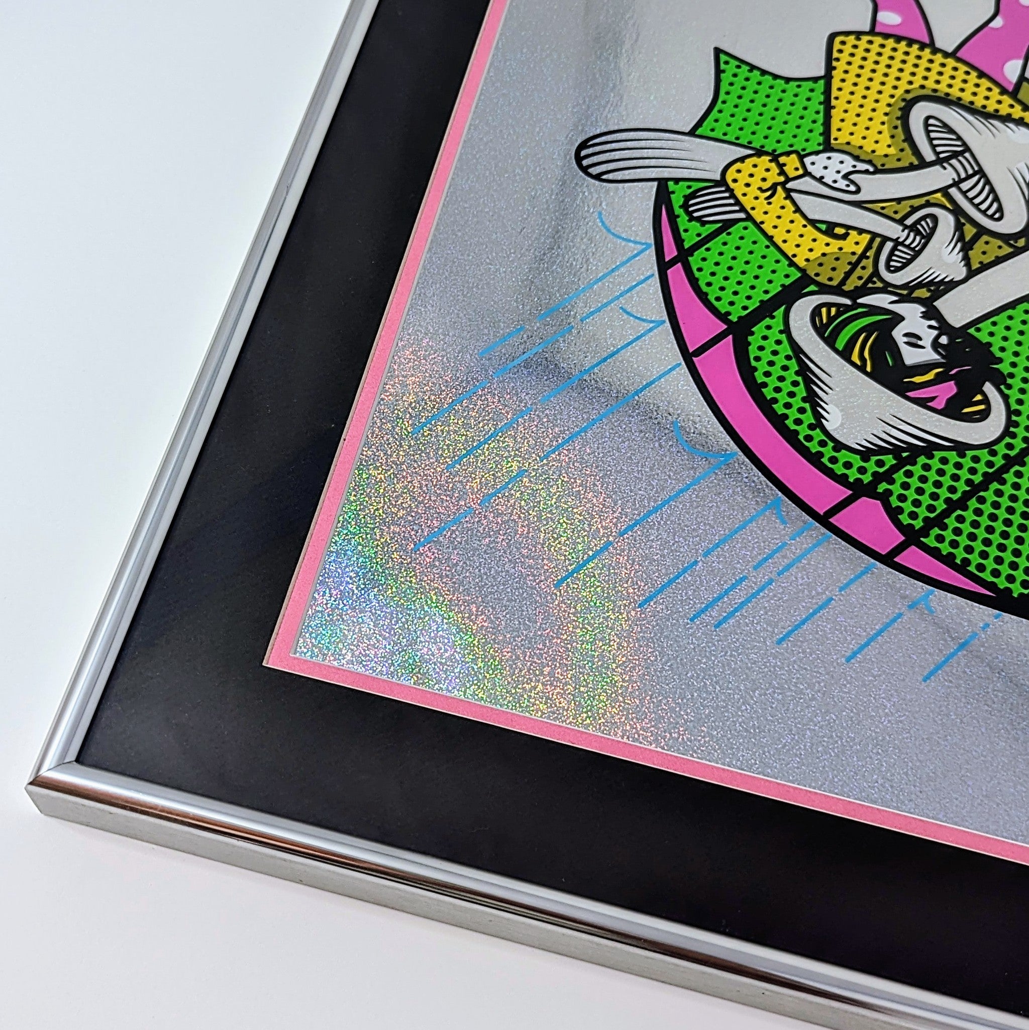 Slinger "Neon Shroom Girl" Sparkle Foil Print - Custom Framed - Arte House