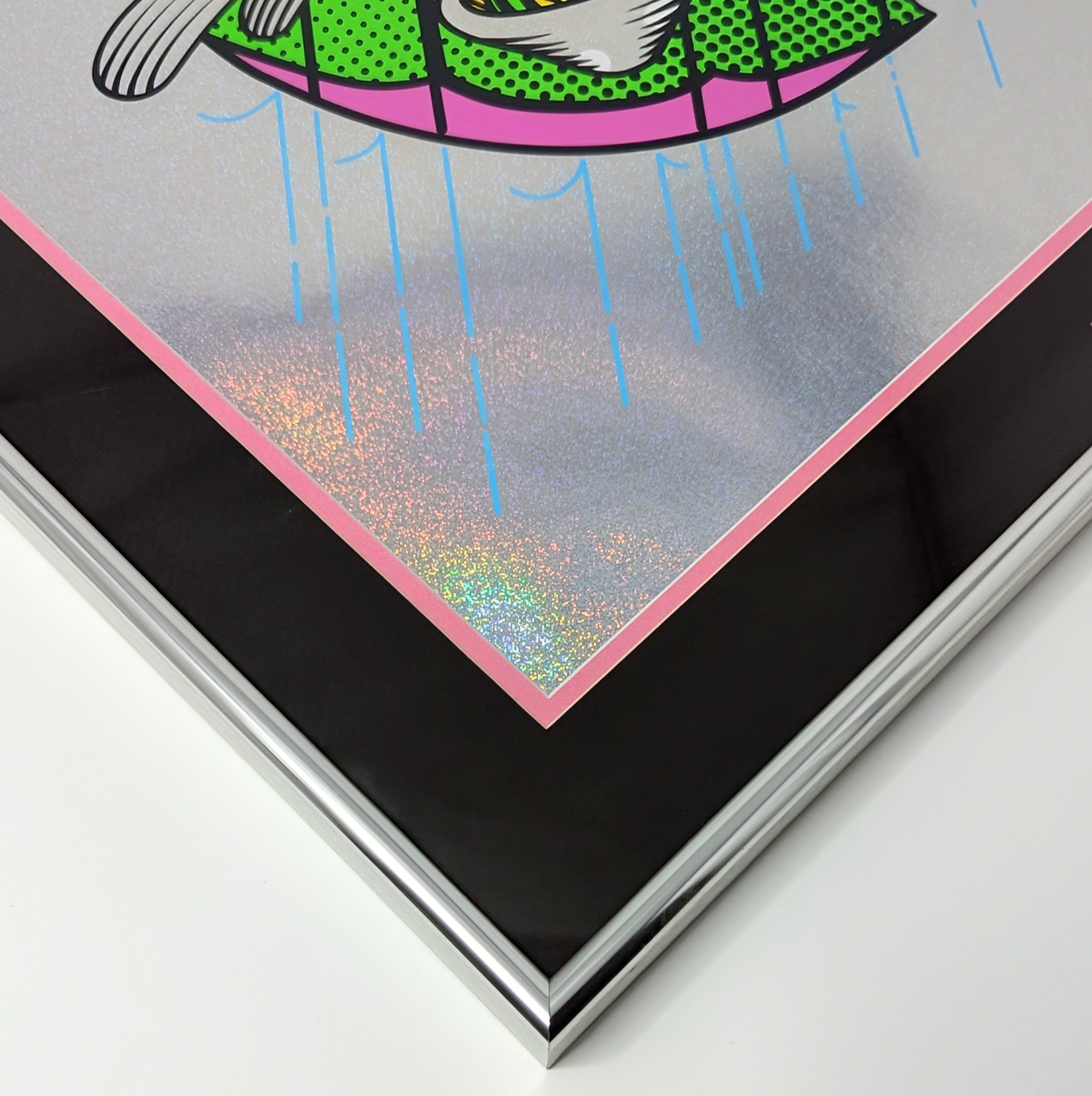Slinger "Neon Shroom Girl" Sparkle Foil Print - Custom Framed - Arte House