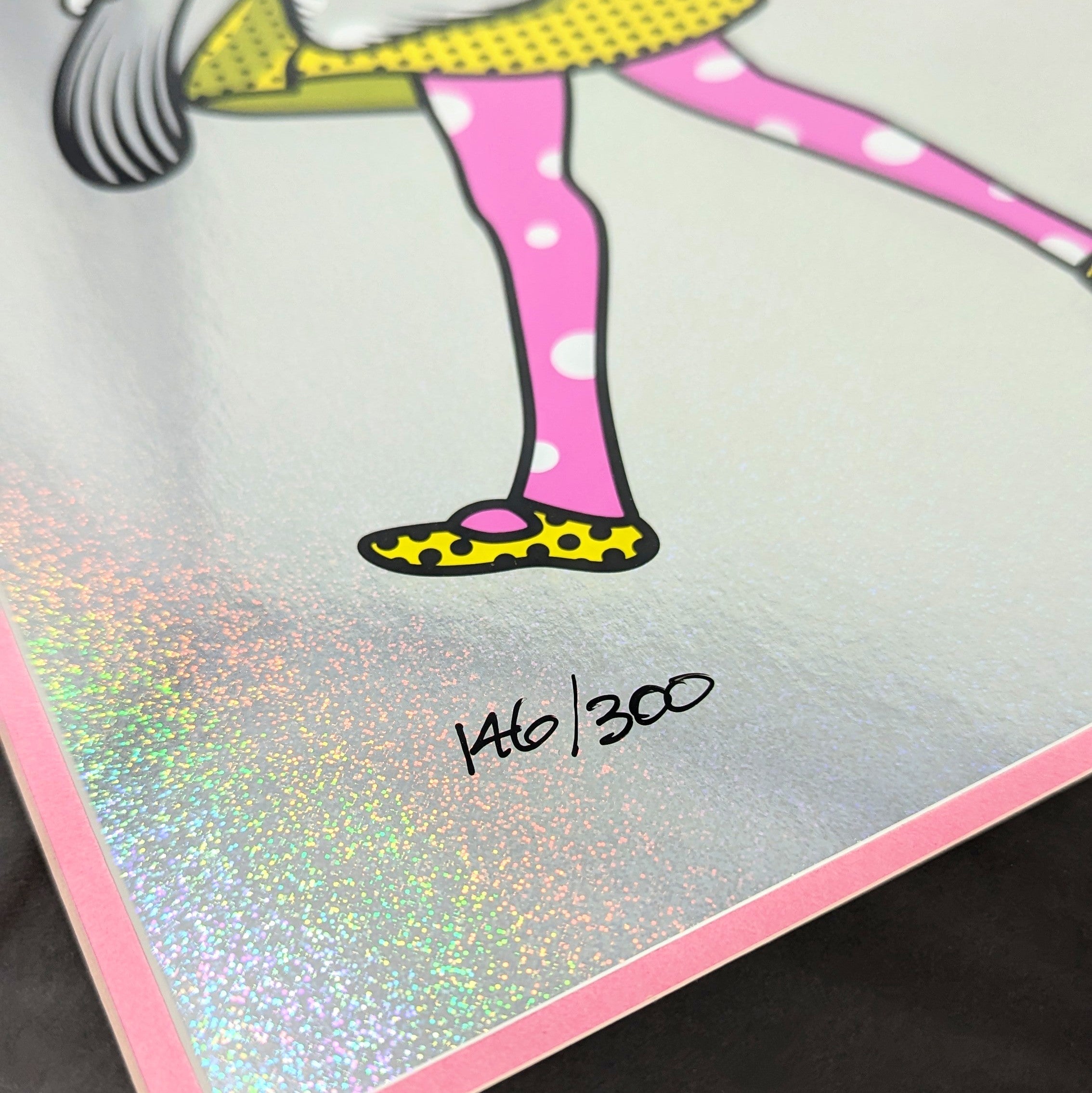 Slinger "Neon Shroom Girl" Sparkle Foil Print - Custom Framed - Arte House