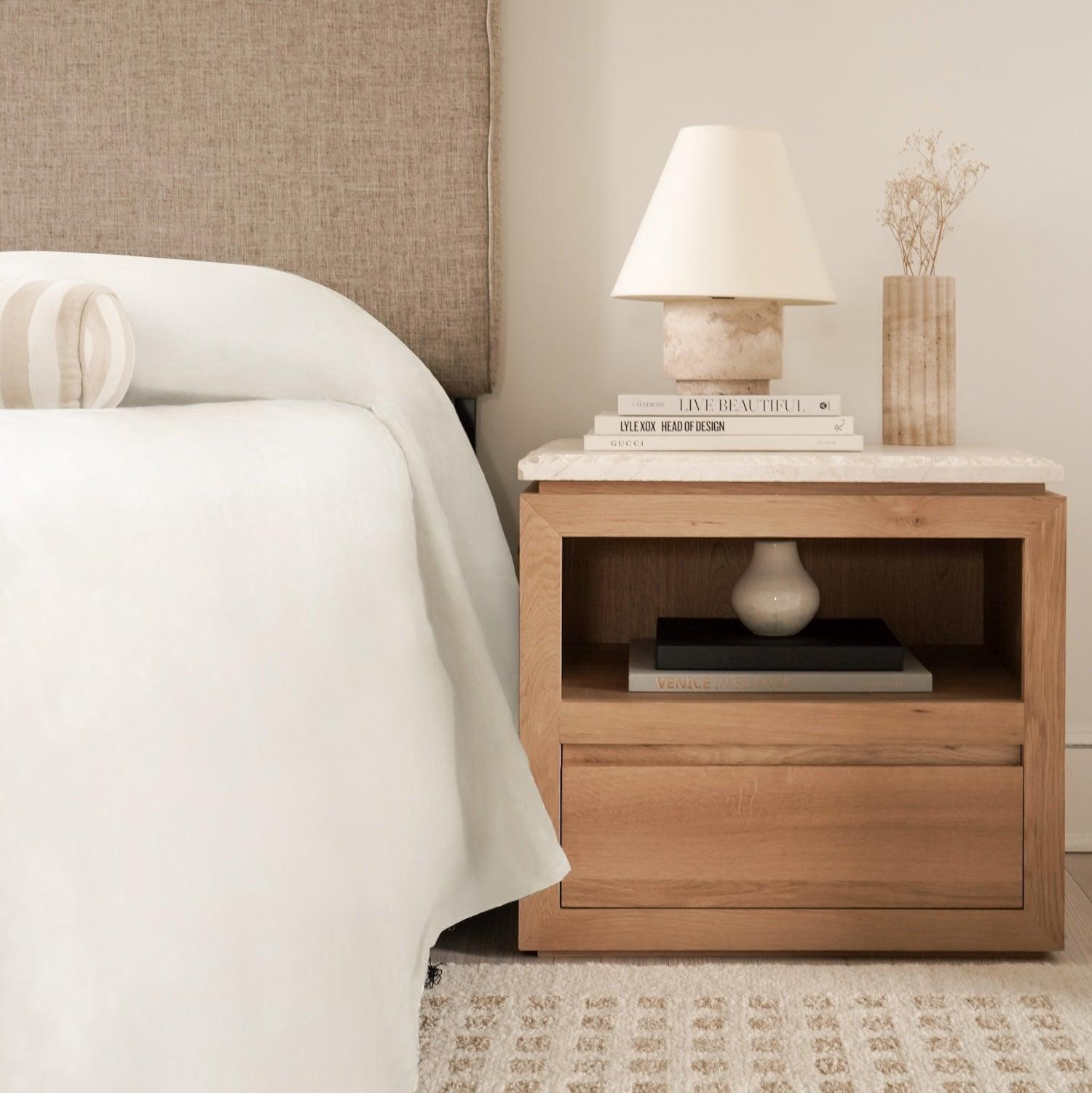 Sofita Marble Nightstand - White Oak - Arte House