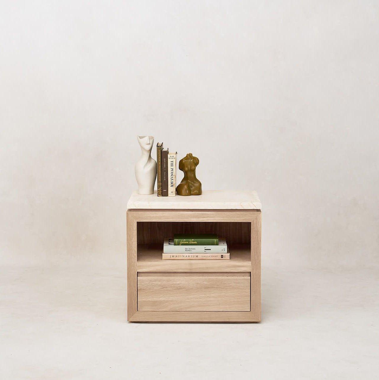 Sofita Marble Nightstand - White Oak - Arte House