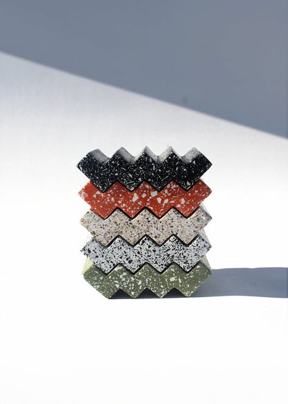 Terracotta Red Zig-Zag Terrazzo Soap Dish