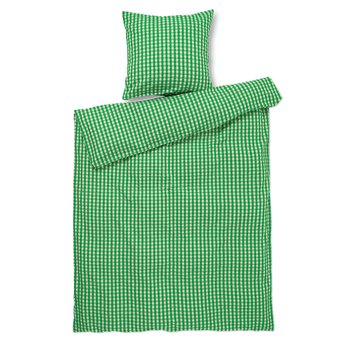 JUNA Bæk&Bølge Duvet Cover Set, Twin, Green/Sand