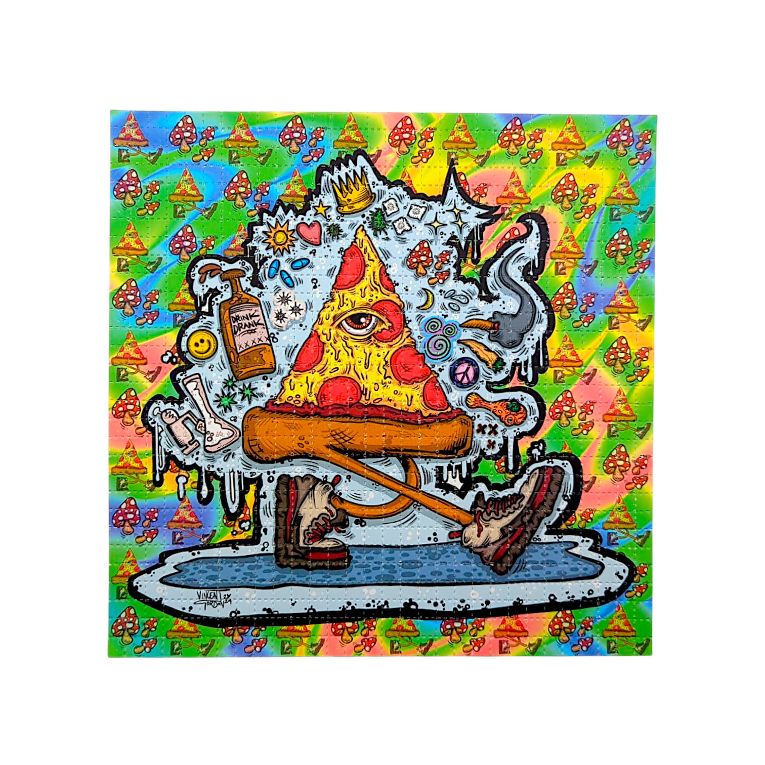 Vincent Gordon “Peace Love n Pizza” Blotter Print - Arte House
