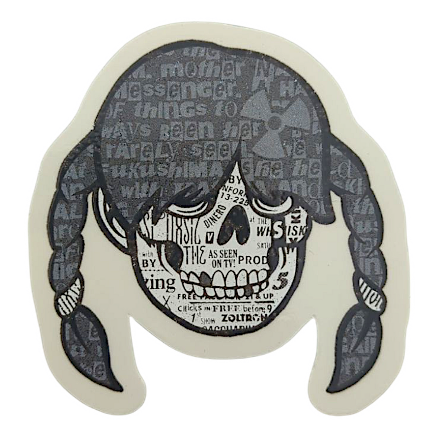 Zoltron Sue Nami's Head (Black & White) Sticker