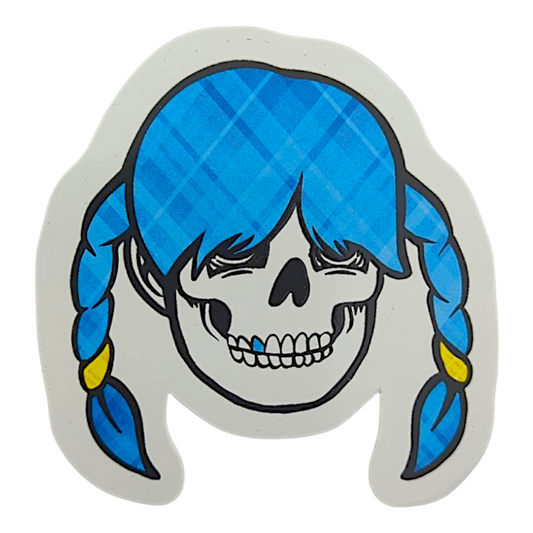 Zoltron Sue Nami's Head (Blue Plaid) Sticker